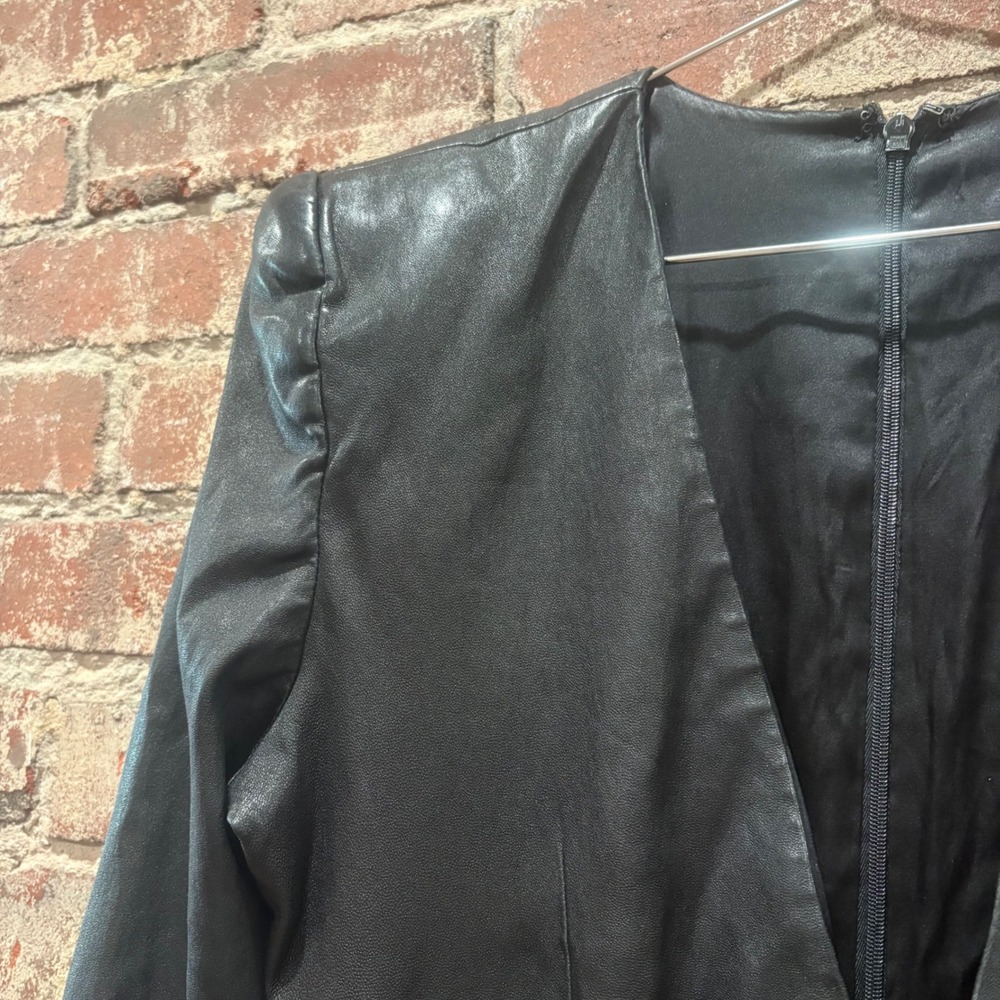 Sergio Hudson Leather Mixed Media Cutout Dress in Black‎ Size 10 - Picture 11 of 15